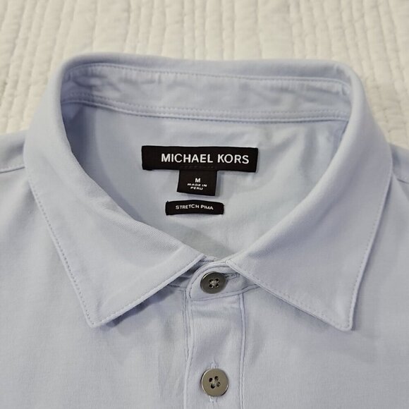 Michael Kors Stretch Pima Cotton Shirt Men's M Lilac Purple Short Sleeve EUC LN - Picture 5 of 13